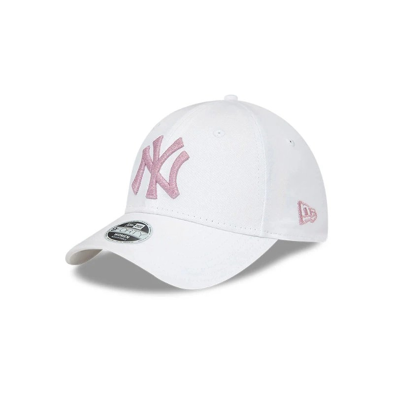 New York Yankees MLB Women's Metallic 9FORTY Strapback Blanca para Mujer